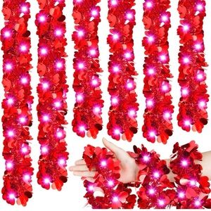 Red heart lighted garland use on holidays weddings ect